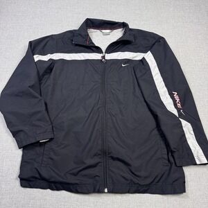 Nike Track Jacket Mens Large Black Colorblock Full Zip Lined Lightweight